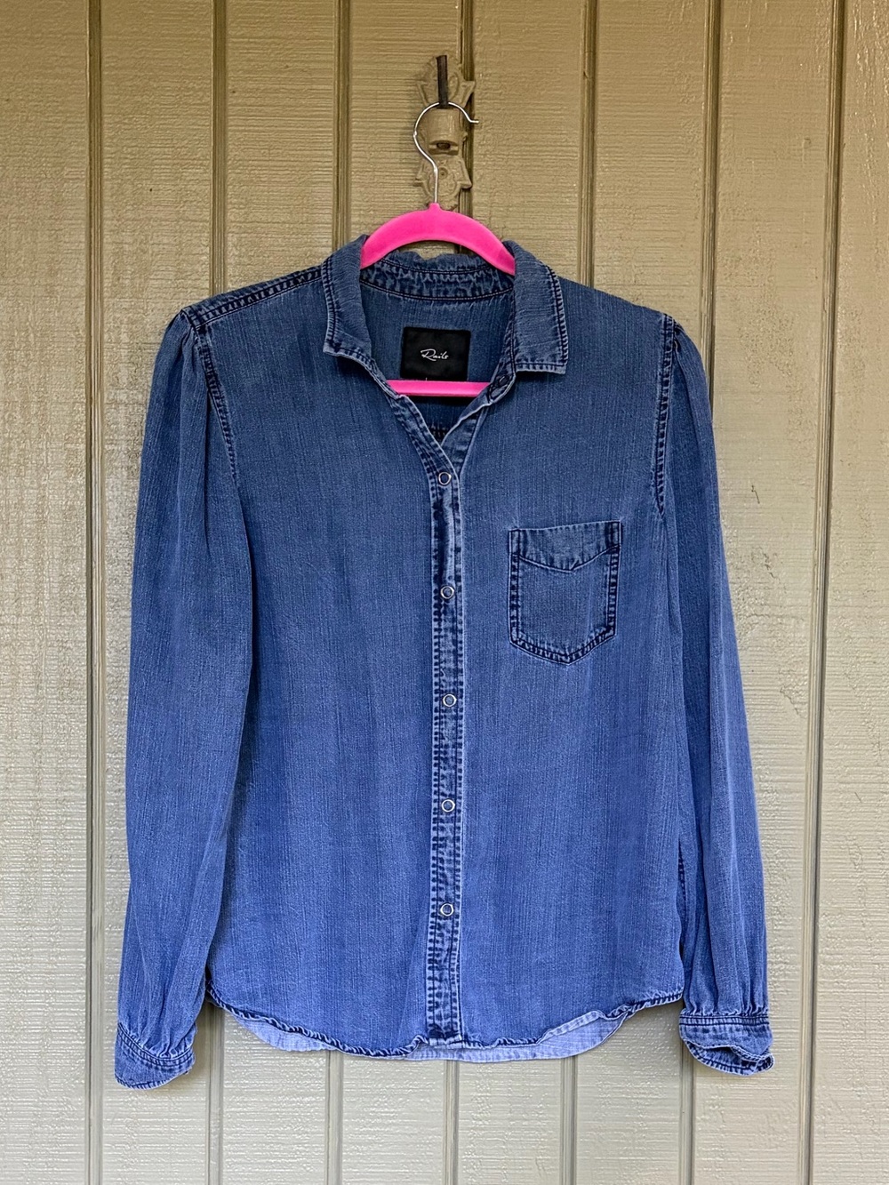 Rails Madelyn Dark Vintage Denim Lyocell Button Down Top M